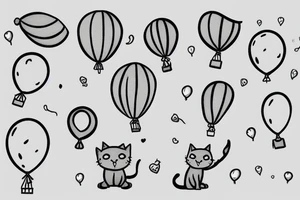 a cute cat with a balloon in the air tattoo idea