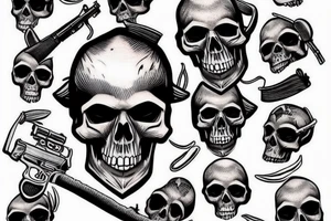 skull and rifles tattoo idea