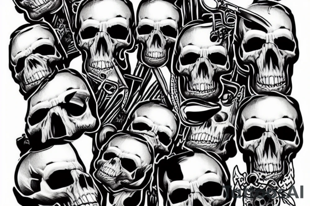 skull and rifles tattoo idea