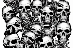 skull and rifles tattoo idea