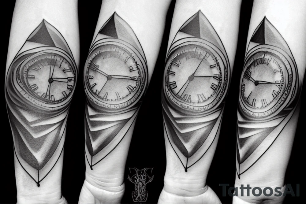 Angle holding a watch in the sky tattoo idea