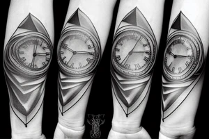 Angle holding a watch in the sky tattoo idea