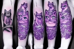 purple cat with a hat tattoo idea