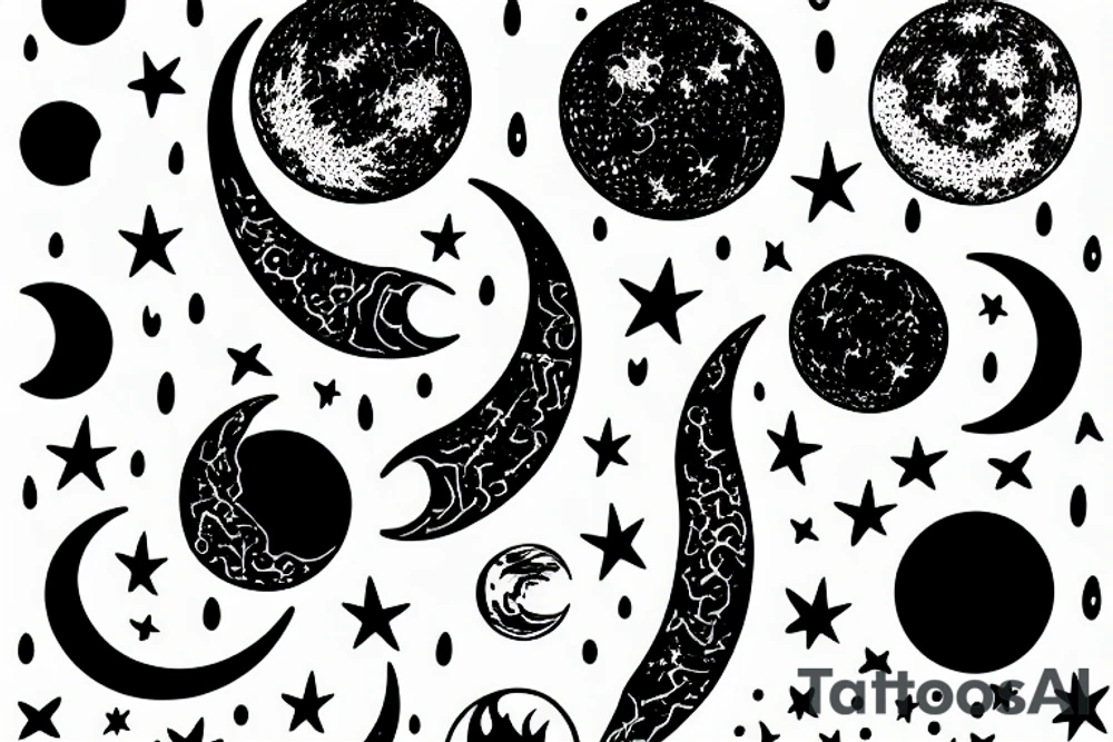 Waning Gibbous Waxing Crescent tattoo idea