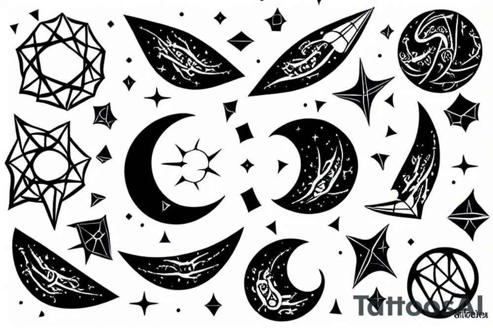 Waxing Crescent Waning Gibbous tattoo idea