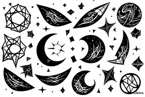 Waxing Crescent Waning Gibbous tattoo idea