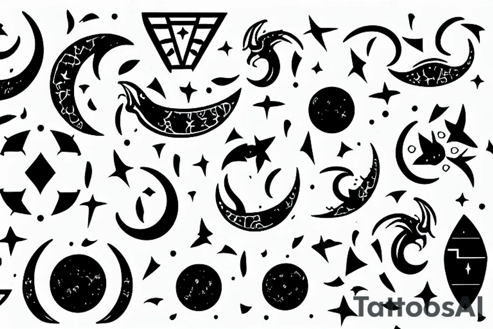 Waxing Crescent Waning Gibbous tattoo idea