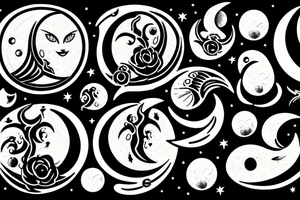 Waxing Crescent Waning Gibbous tattoo idea