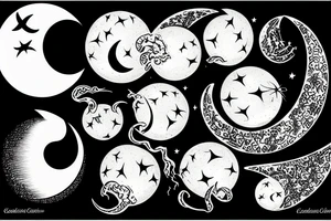 Waxing Crescent Waning Gibbous tattoo idea