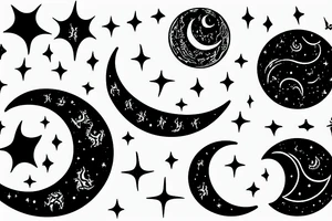 Waxing Crescent Waning Gibbous tattoo idea