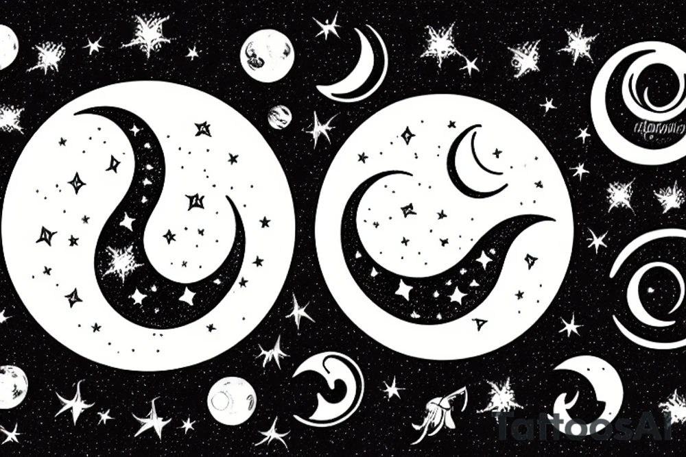 Waxing Crescent Waning Gibbous tattoo idea