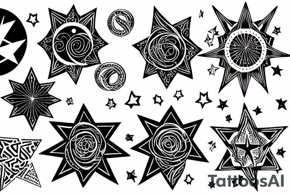 star surrounded by a python with shadow tattoo idea