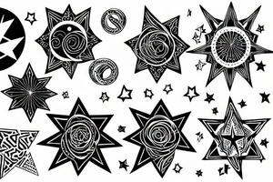 star surrounded by a python with shadow tattoo idea