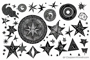 star surrounded by a python with shadow tattoo idea