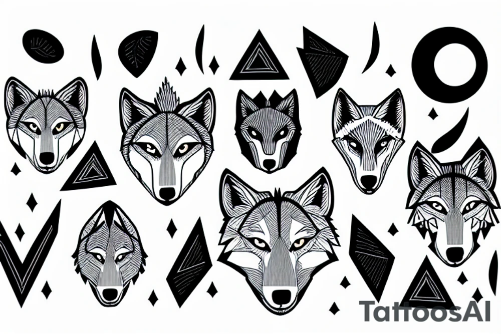 wolf seeing the moon, blak trees as background tattoo idea
