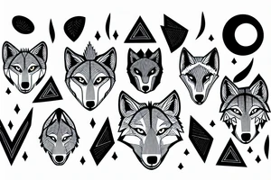 wolf seeing the moon, blak trees as background tattoo idea