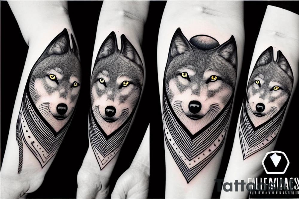 wolf seeing the moon, black trees as background tattoo idea wolf seeing the moon, black trees as background tattoo idea