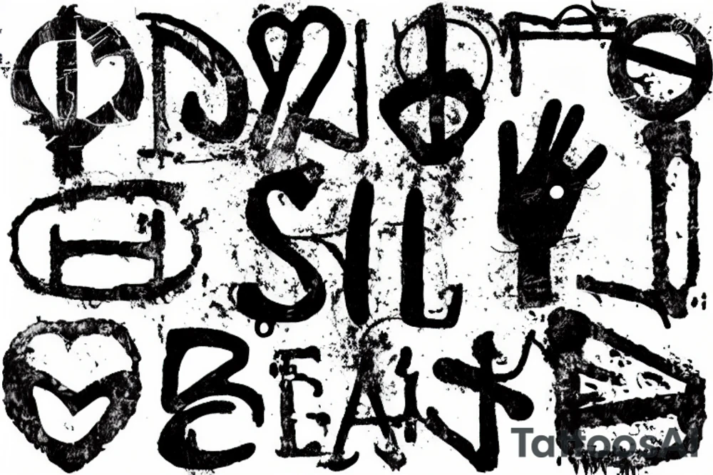 old battered peace sign with birth and death dates tattoo idea