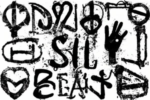old battered peace sign with birth and death dates tattoo idea