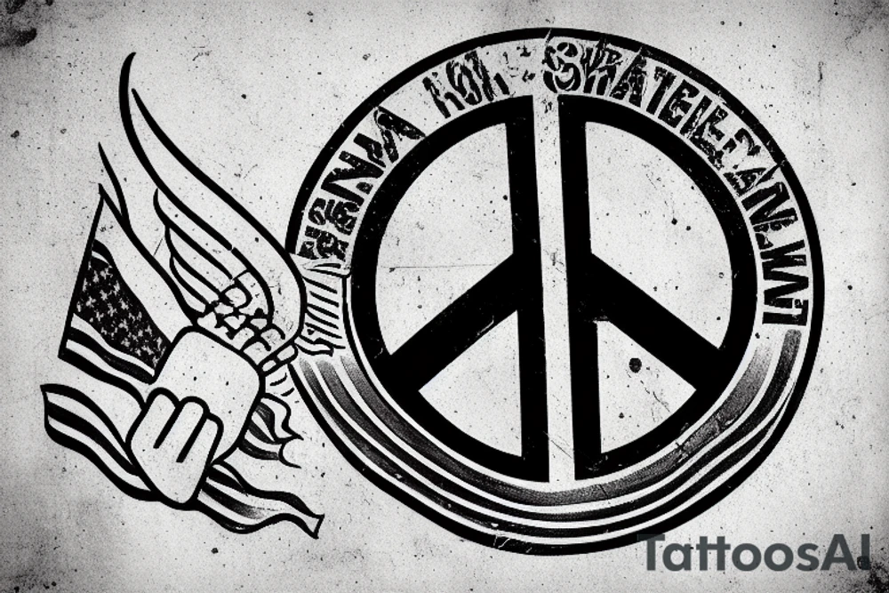 old peace sign, American flag, Vietnam war, marines tattoo idea