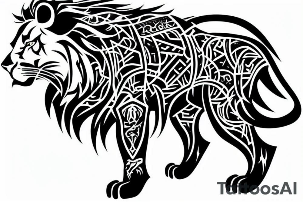 Lion Cyber Futur Arab Sword tattoo idea