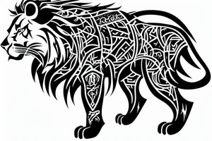 Lion Cyber Futur Arab Sword tattoo idea