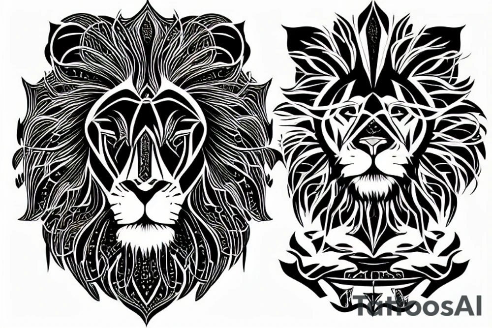 Lion Cyber Futur Arab Sword tattoo idea