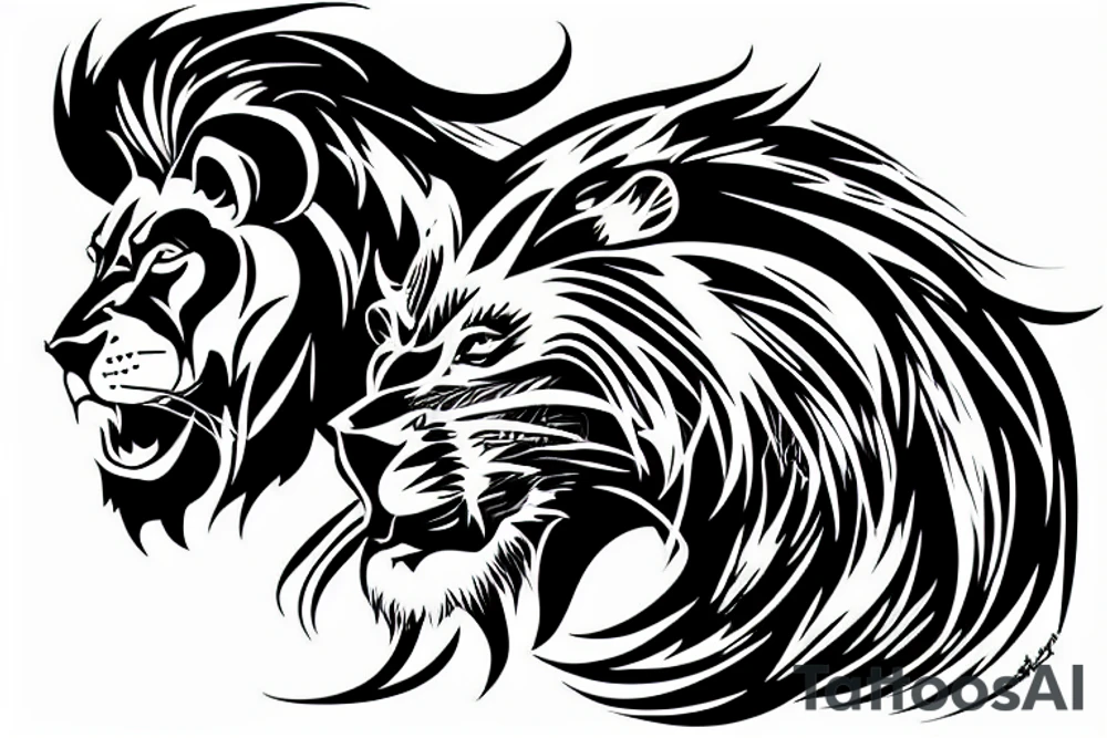 Lion Cyber Futur Arab Sword tattoo idea