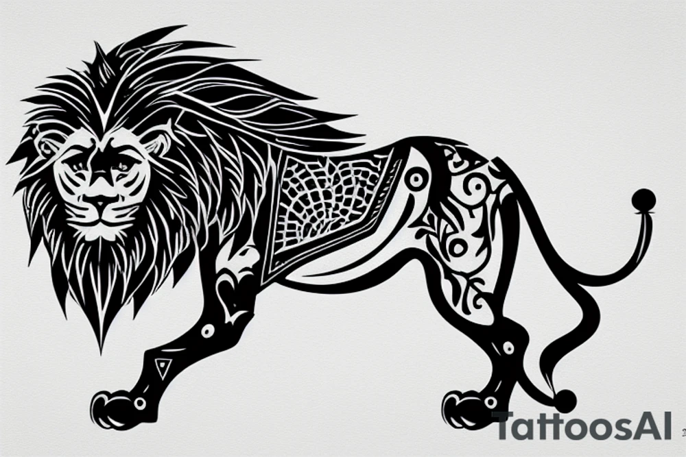 Cicruit board Futur Arab Sword Lion tattoo idea