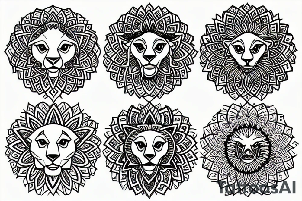 Mandala lion tattoo idea