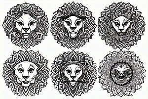 Mandala lion tattoo idea