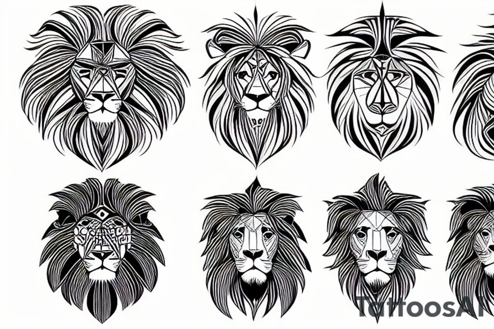Geometrical lion tattoo idea