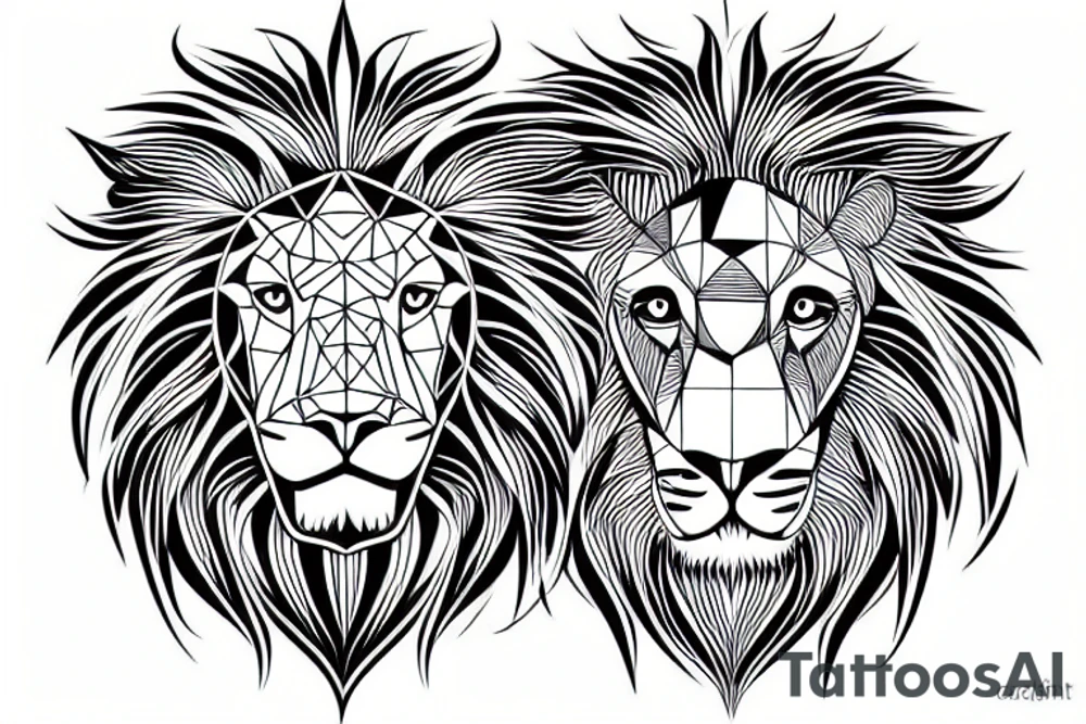 Geometrical lion tattoo idea