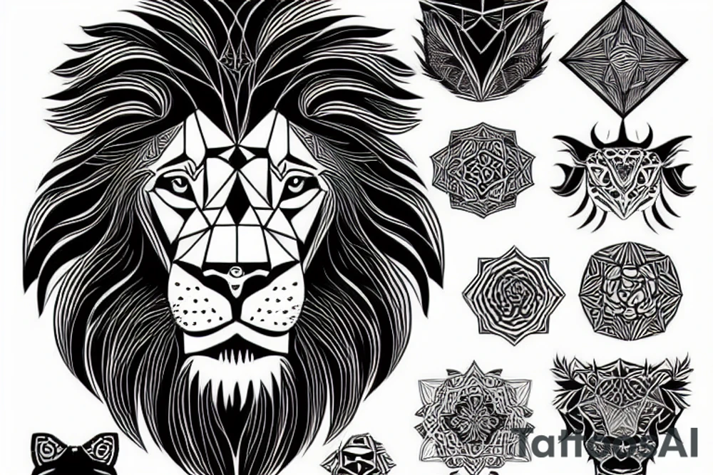 Geometrical lion tattoo idea