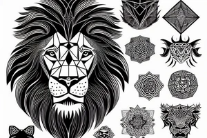 Geometrical lion tattoo idea