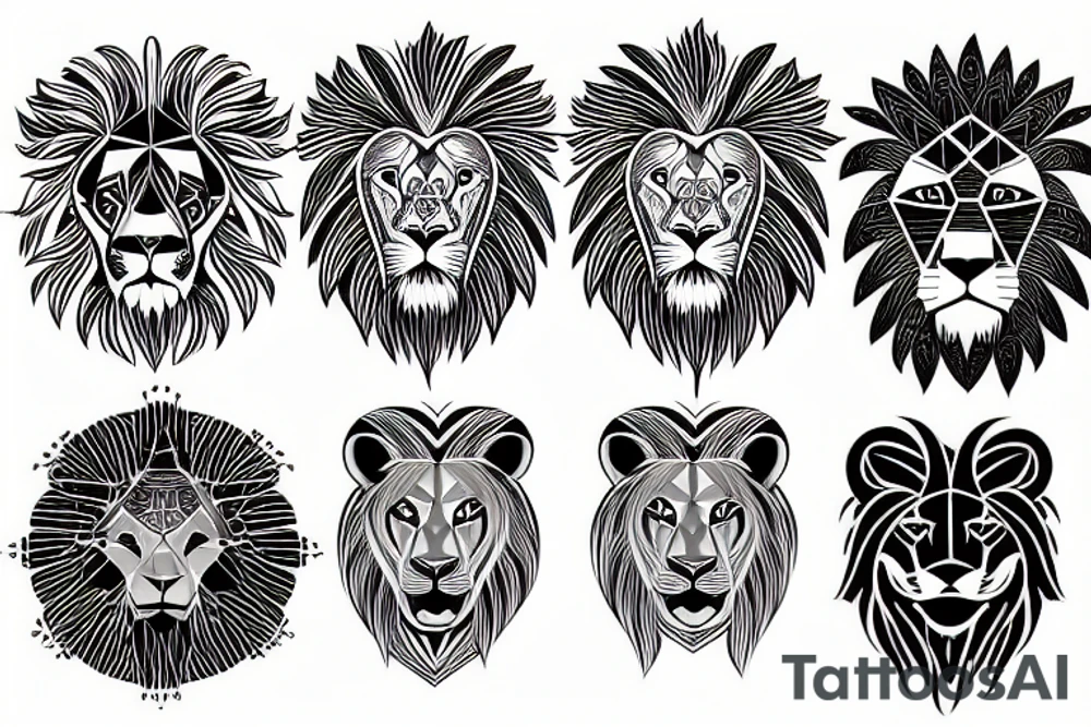 Geometrical lion tattoo idea