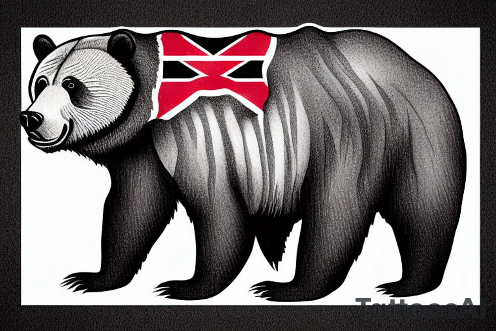 Grizzly bear with a Kenya Flag tattoo idea