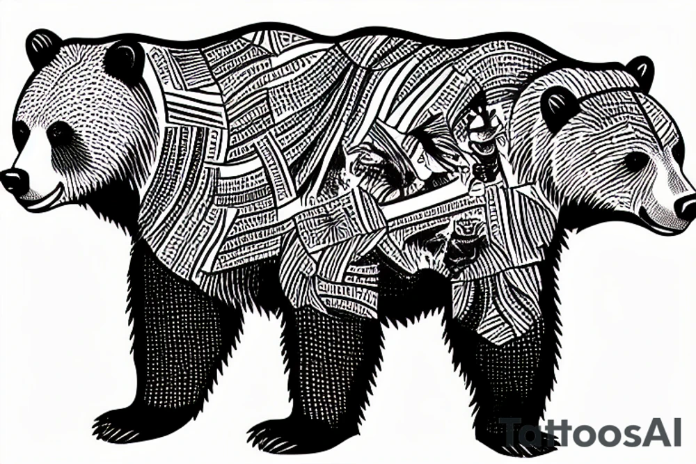 Grizzly bear with a Kenya Flag tattoo idea