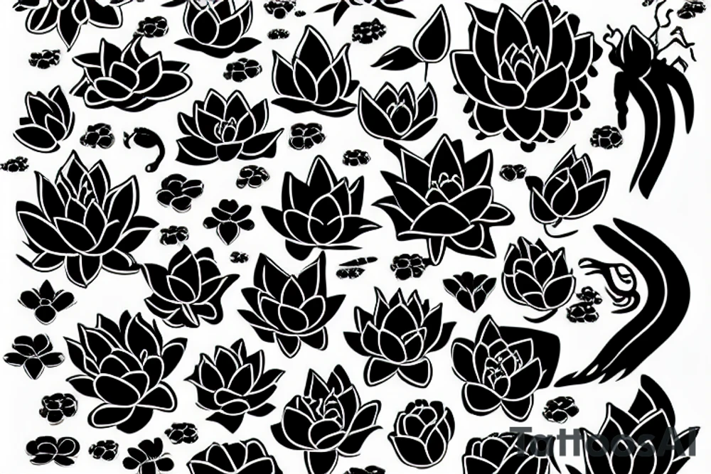 Lily flower lotus flower with Chinese dragon tattoo idea