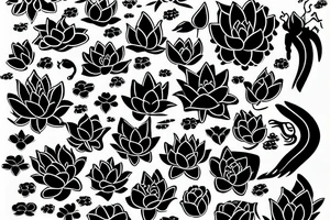 Lily flower lotus flower with Chinese dragon tattoo idea