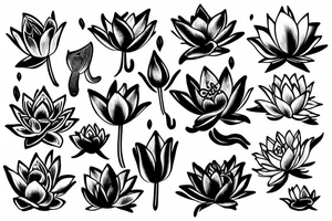 Lily flower lotus flower with Chinese dragon tattoo idea