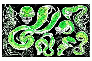 green gradient color bush viper tattoo idea