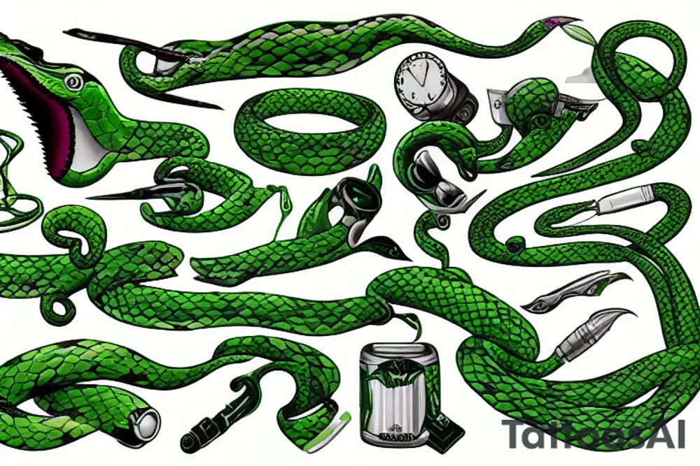 green color bush viper tattoo idea