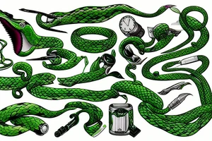 green color bush viper tattoo idea