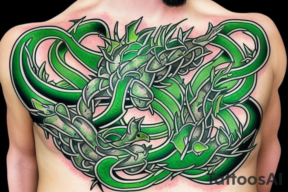 green color bush viper tattoo idea