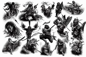 badass warrior scene tattoo idea