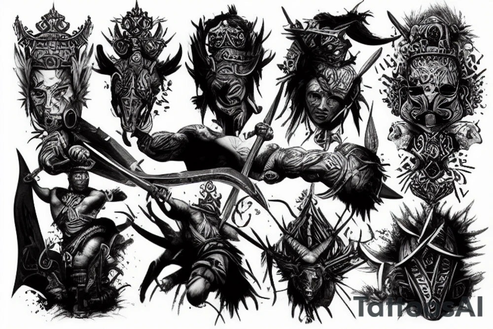 badass warrior scene tattoo idea