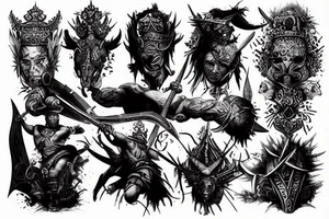 badass warrior scene tattoo idea