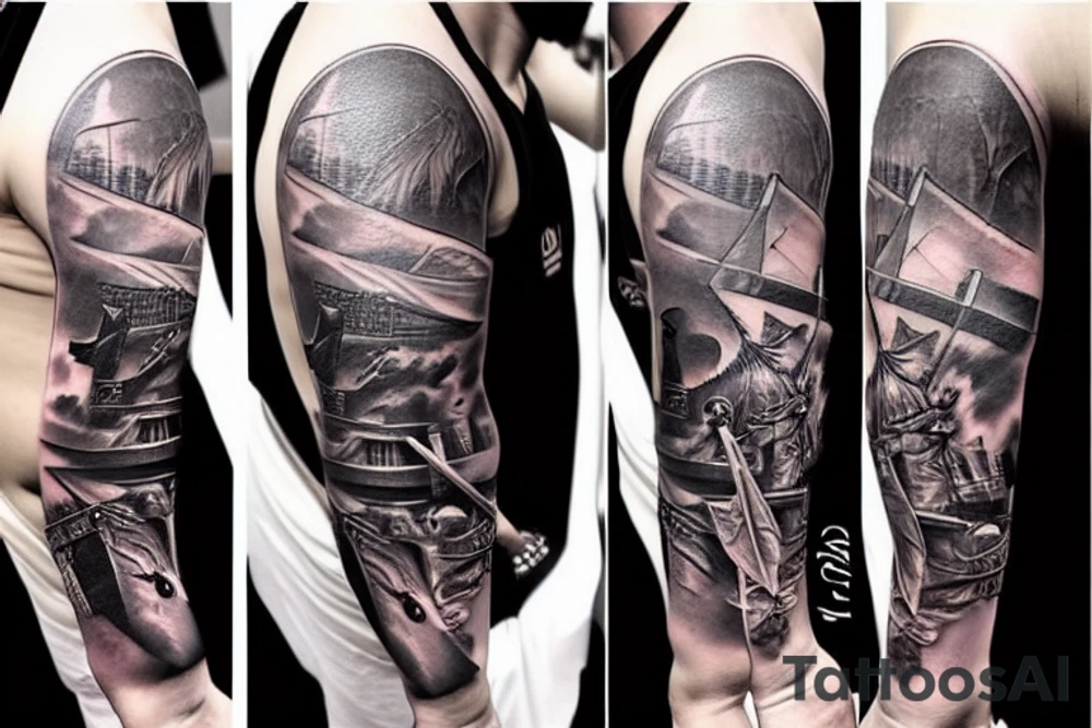 badass warrior scene tattoo idea