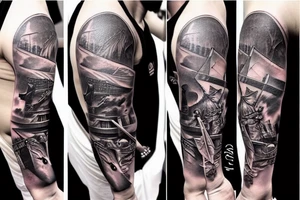 badass warrior scene tattoo idea